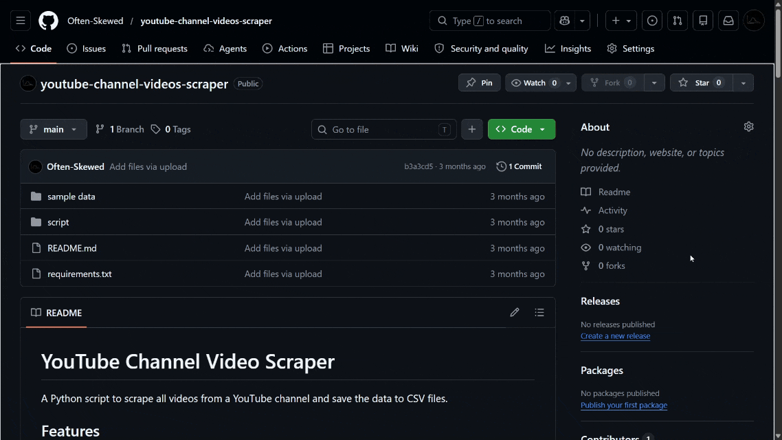 YouTube Content Scraper Preview